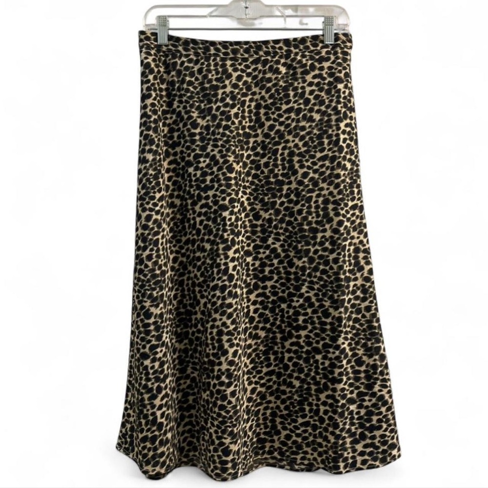 J. Crew Leopard Print A Line Midi Skirt